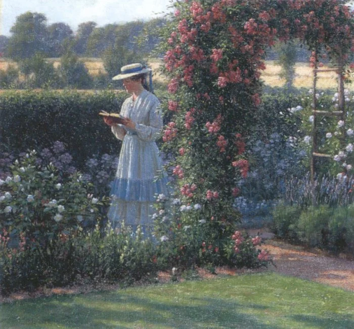 Women walking in a garden