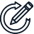 Pencil with circular arrows icon - Unlimited revisions for personalised artwork