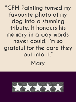 Emotional pet remembrance painting created from favourite dog photo – GFM Painting