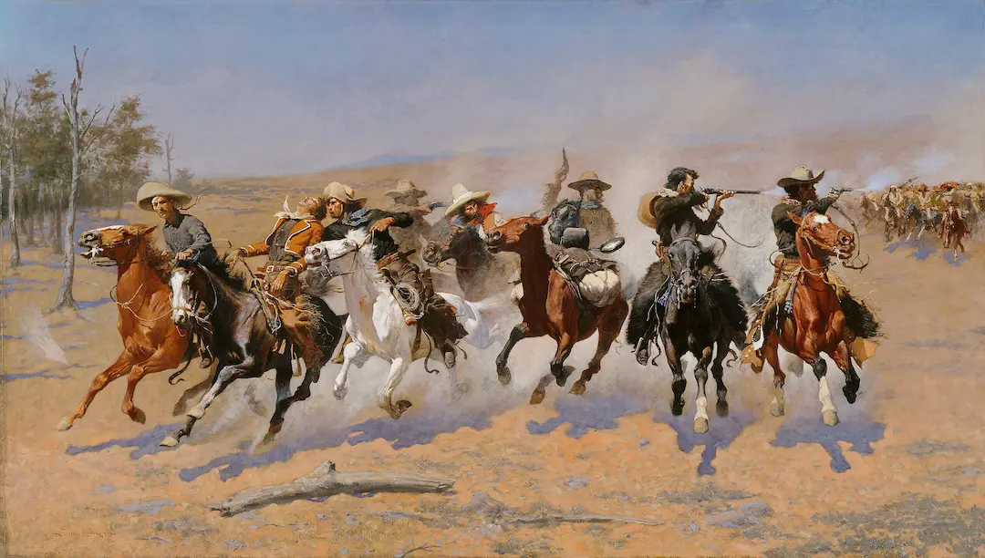 Buy Frederic Remington A Dash for the Timber Oil Painting - Hand Painted Reproduction
