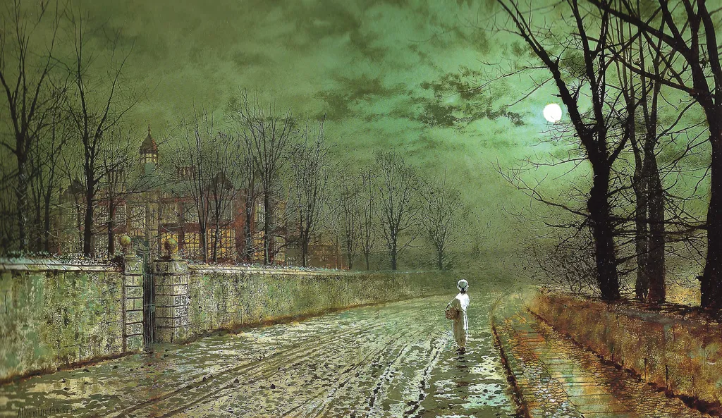 Buy John Atkinson Grimshaw A Moonlit Evening Oil Painting - Hand Painted Reproduction