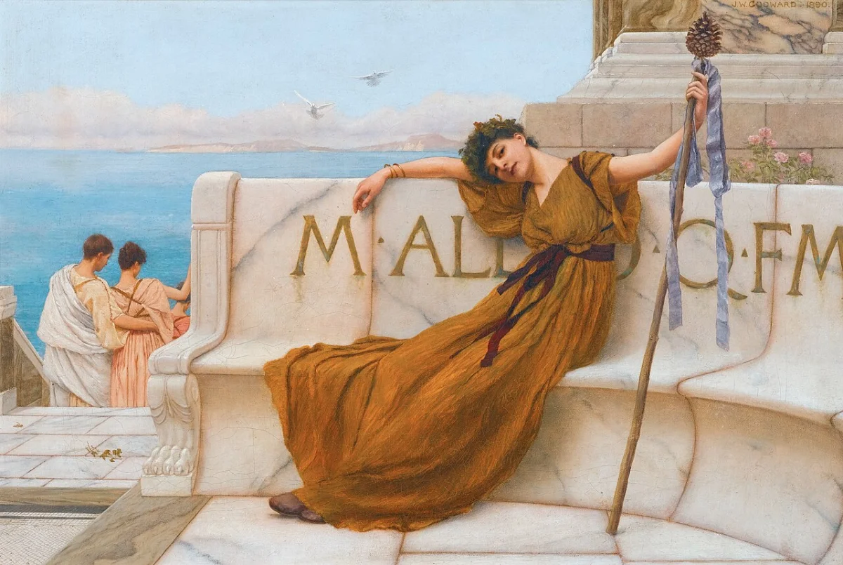 Buy John William Godward A Priestess Of Bacchus Oil Painting - Hand Painted Reproduction