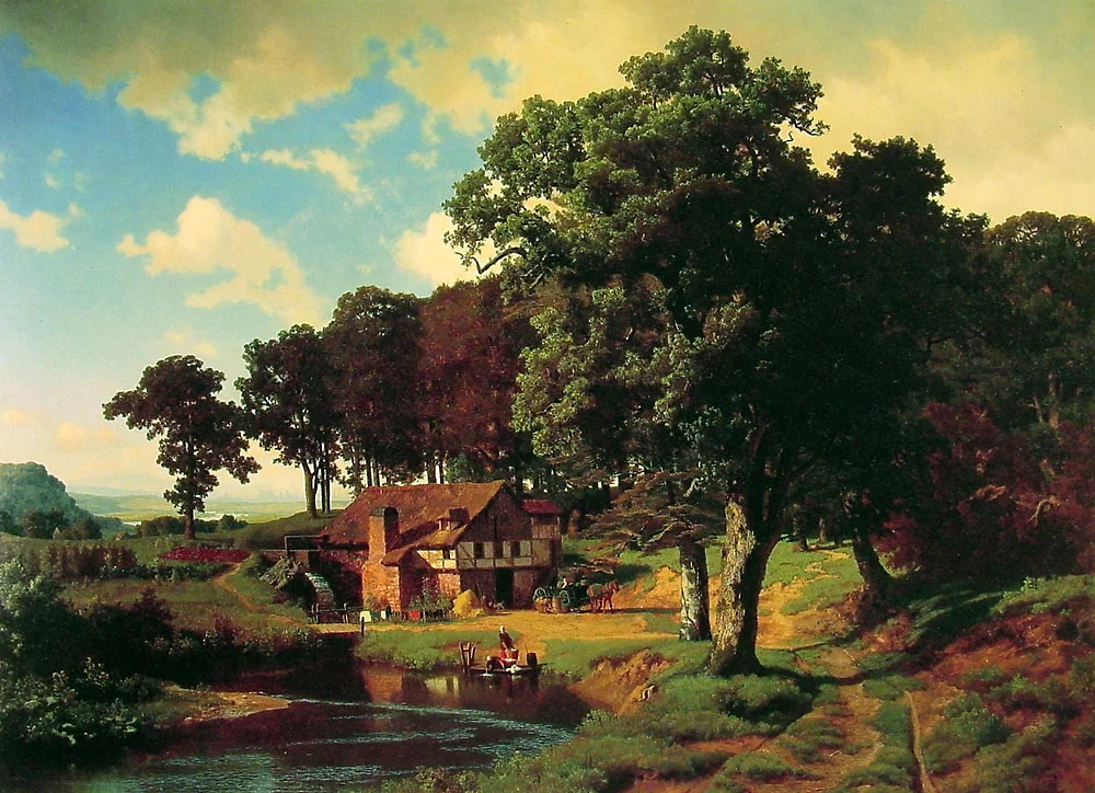 Buy Albert Bierstadt A Rustic Mill Oil Painting - Hand Painted Reproduction