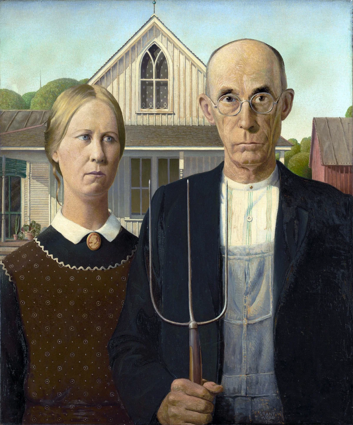 Buy Grant Wood American Gothic Oil Painting - Hand Painted Reproduction