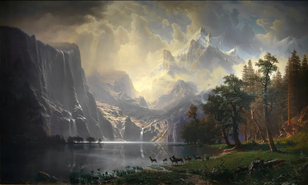 Buy Albert Bierstadt Among The Sierra Nevada Mountains California Oil Painting - Hand Painted Reproduction