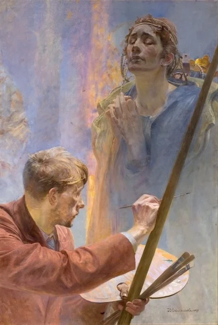 Buy Jacek Malczewski Artist and Muse Oil Painting - Hand Painted Reproduction