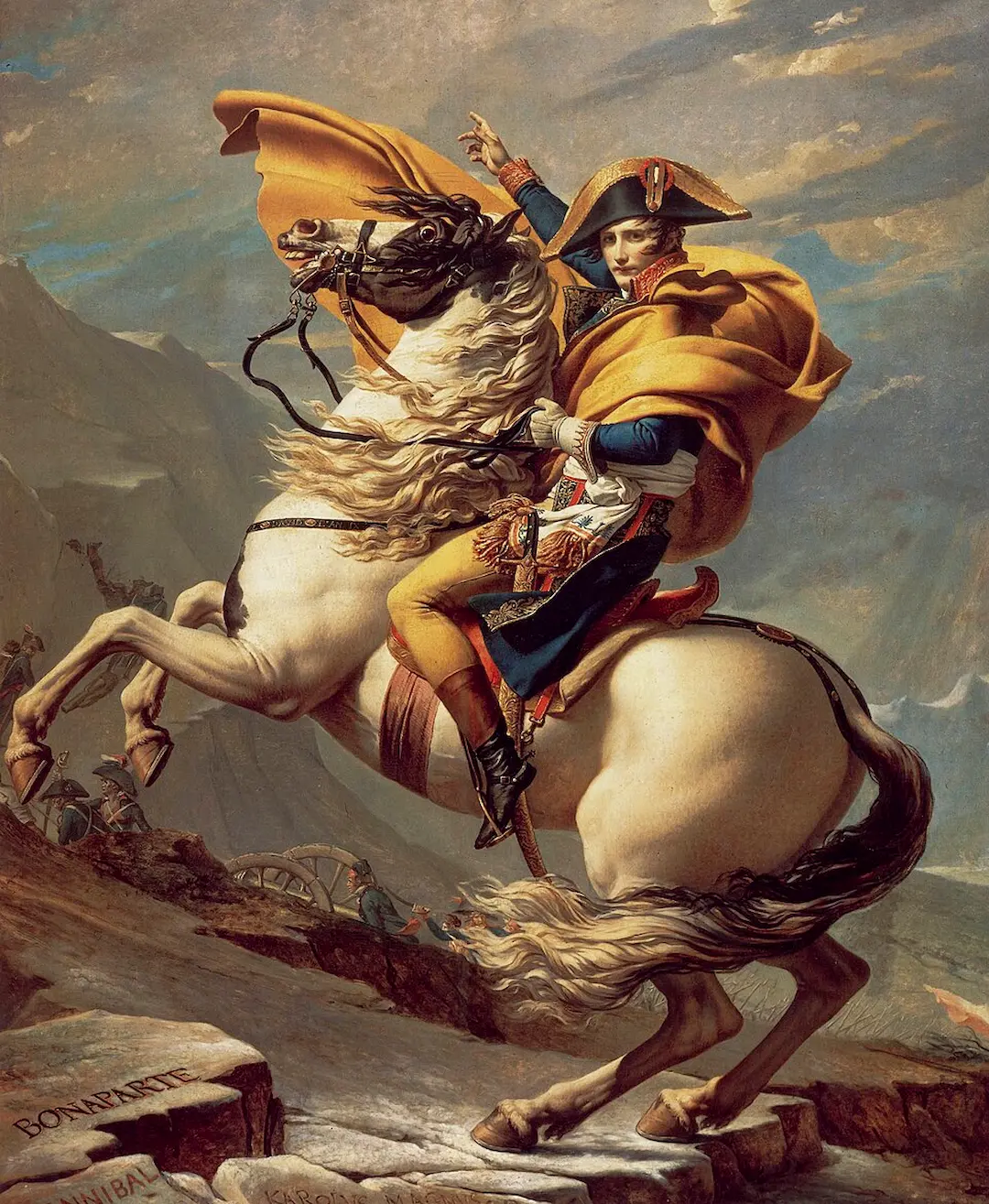 Buy Jacques Louis David Bonaparte, Calm on a Fiery Steed, Crossing the Alps 1801 Oil Painting - Hand Painted Reproduction