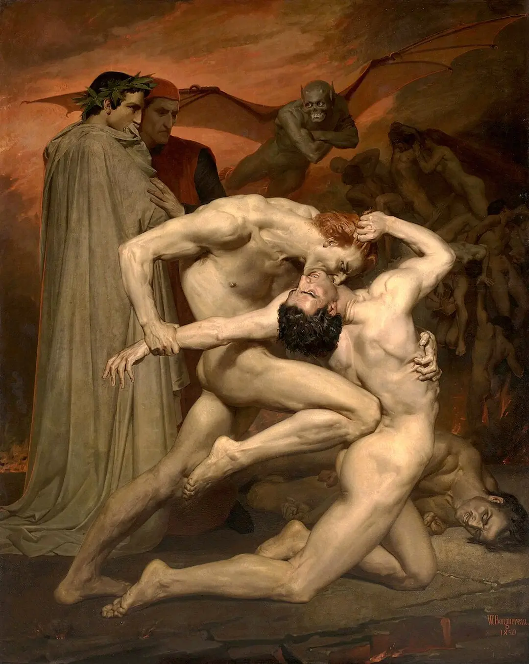 Buy William-Adolphe Bouguereau Dante et Virgile au Enfers (Dante and Virgil in Hell) Oil Painting - Hand Painted Reproduction