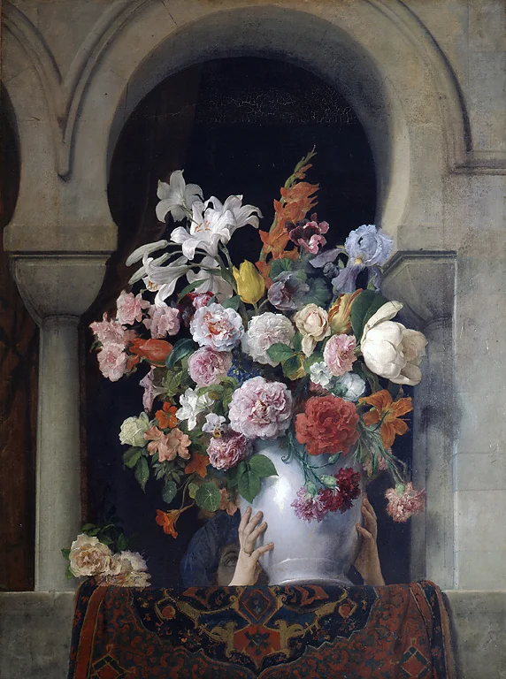 Buy Francesco Hayez Flowers at the Window of the Harem Oil Painting - Hand Painted Reproduction