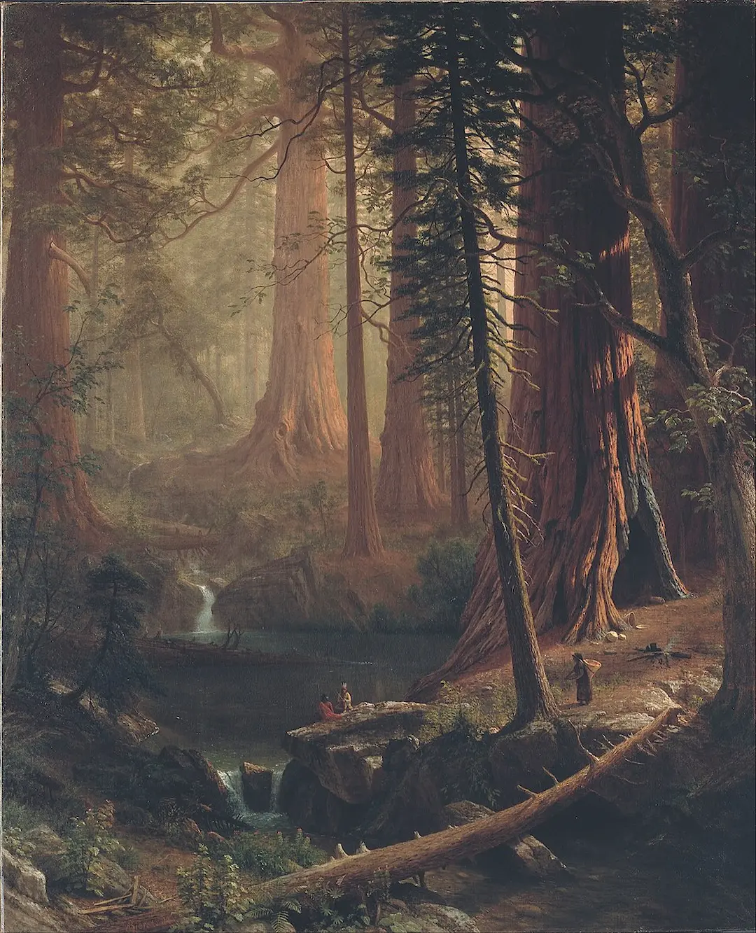 Buy Albert Bierstadt Giant Redwood Trees of California Oil Painting - Hand Painted Reproduction