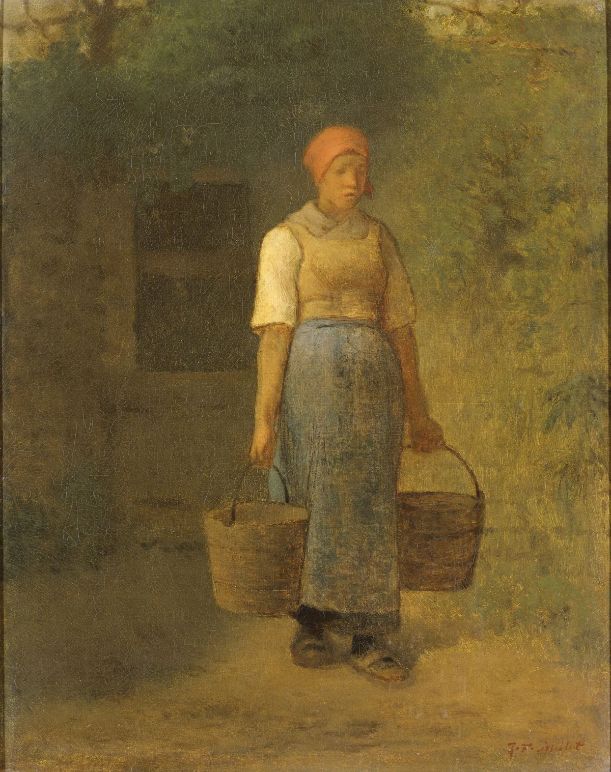 Buy Francisque Millet Girl carrying Water Oil Painting - Hand Painted Reproduction