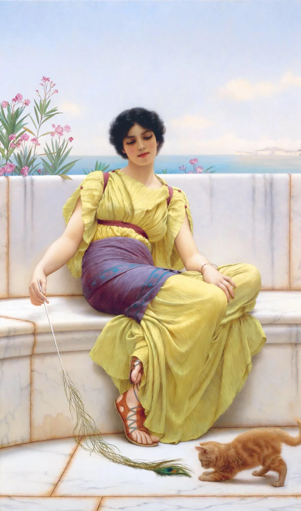 Buy John William Godward Idleness Oil Painting - Hand Painted Reproduction