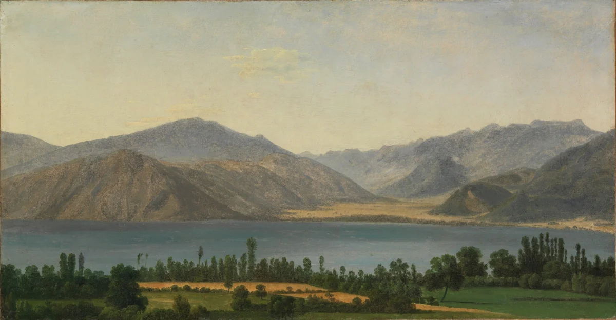Buy Jean-Joseph-Xavier Bidauld Lake Fucino and the Abruzzi Mountains Oil Painting - Hand Painted Reproduction