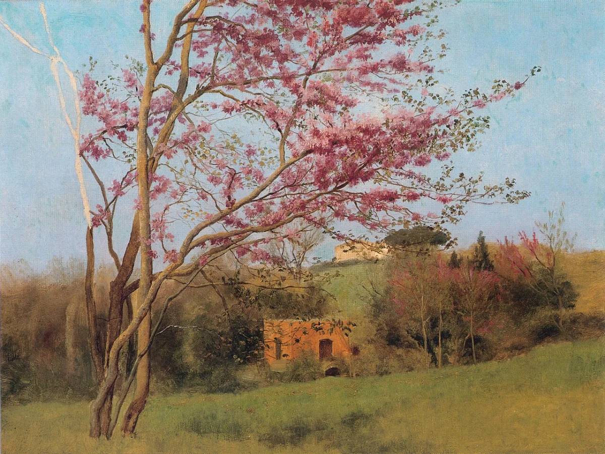 Buy John William Godward Landscape Blossoming Red Almond Oil Painting - Hand Painted Reproduction
