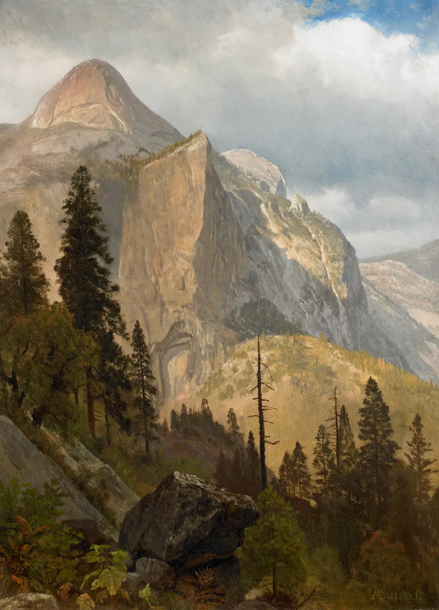 Buy Albert Bierstadt North Dome, Yosemite Valley Oil Painting - Hand Painted Reproduction