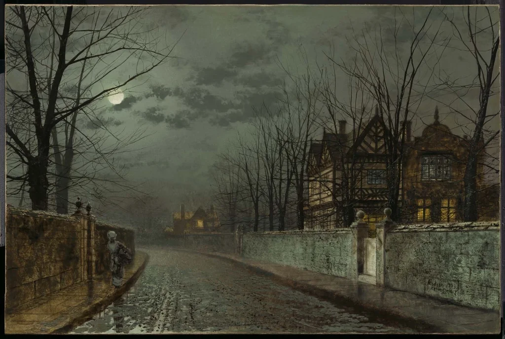 Buy John Atkinson Grimshaw Old English House by Moonlight Oil Painting - Hand Painted Reproduction