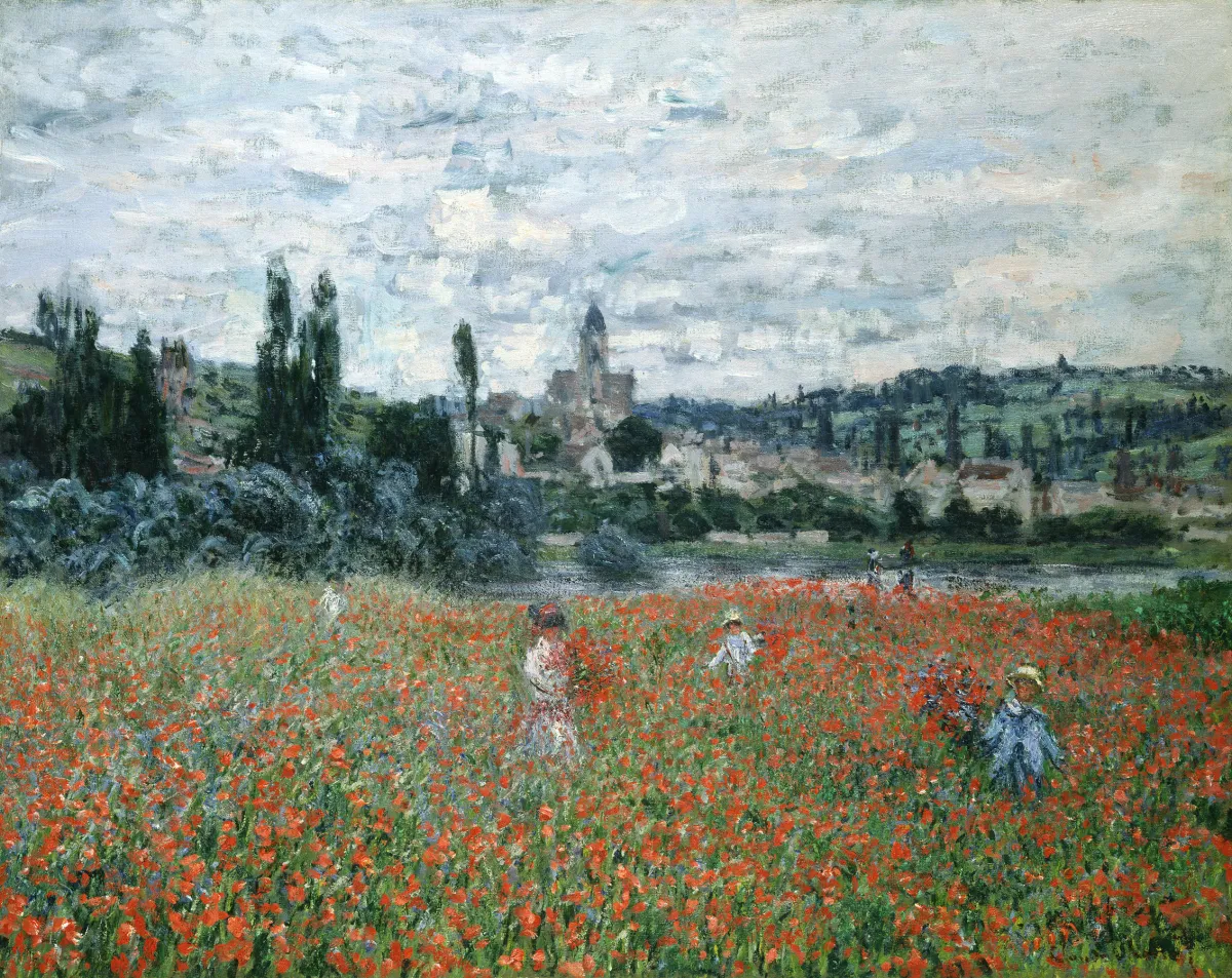 Buy Claude Monet Poppy Field near Vétheuil Oil Painting - Hand Painted Reproduction