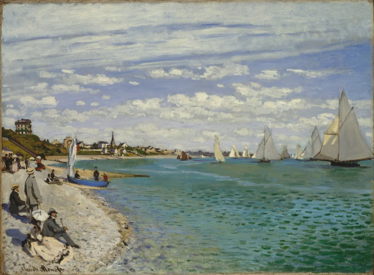 Buy Claude Monet Regatta at Sainte-Adresse Oil Painting - Hand Painted Reproduction