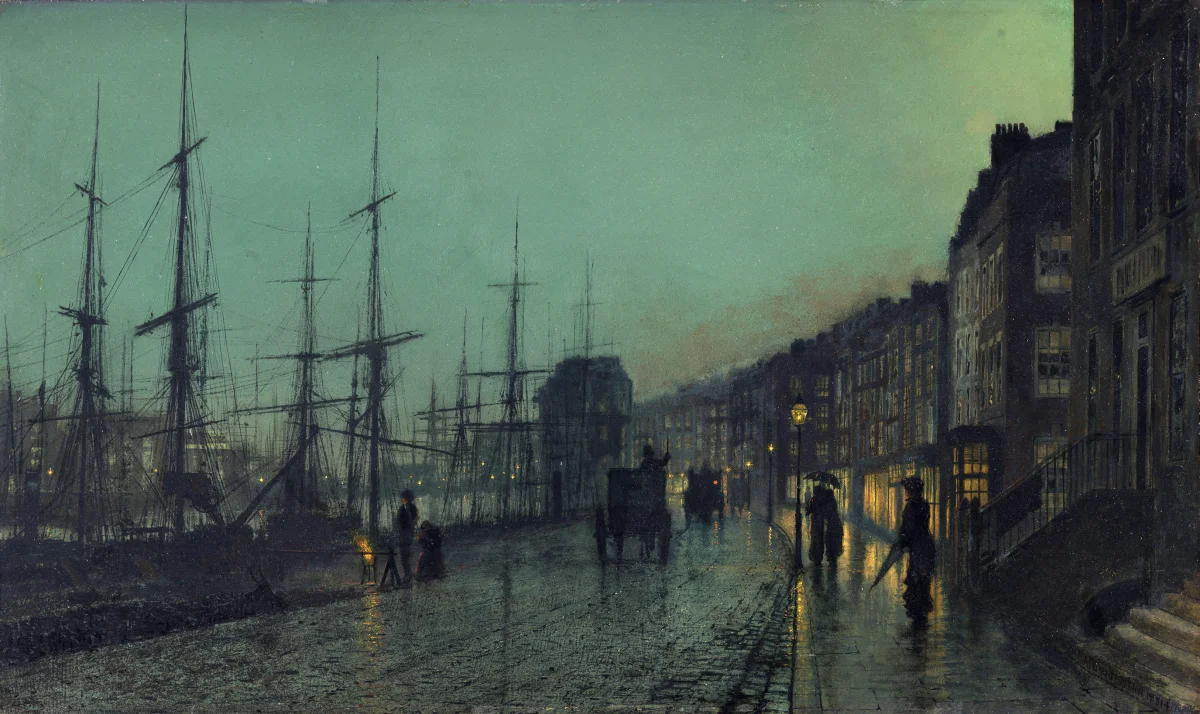 Buy John Atkinson Grimshaw Shipping on the Clyde Oil Painting - Hand Painted Reproduction
