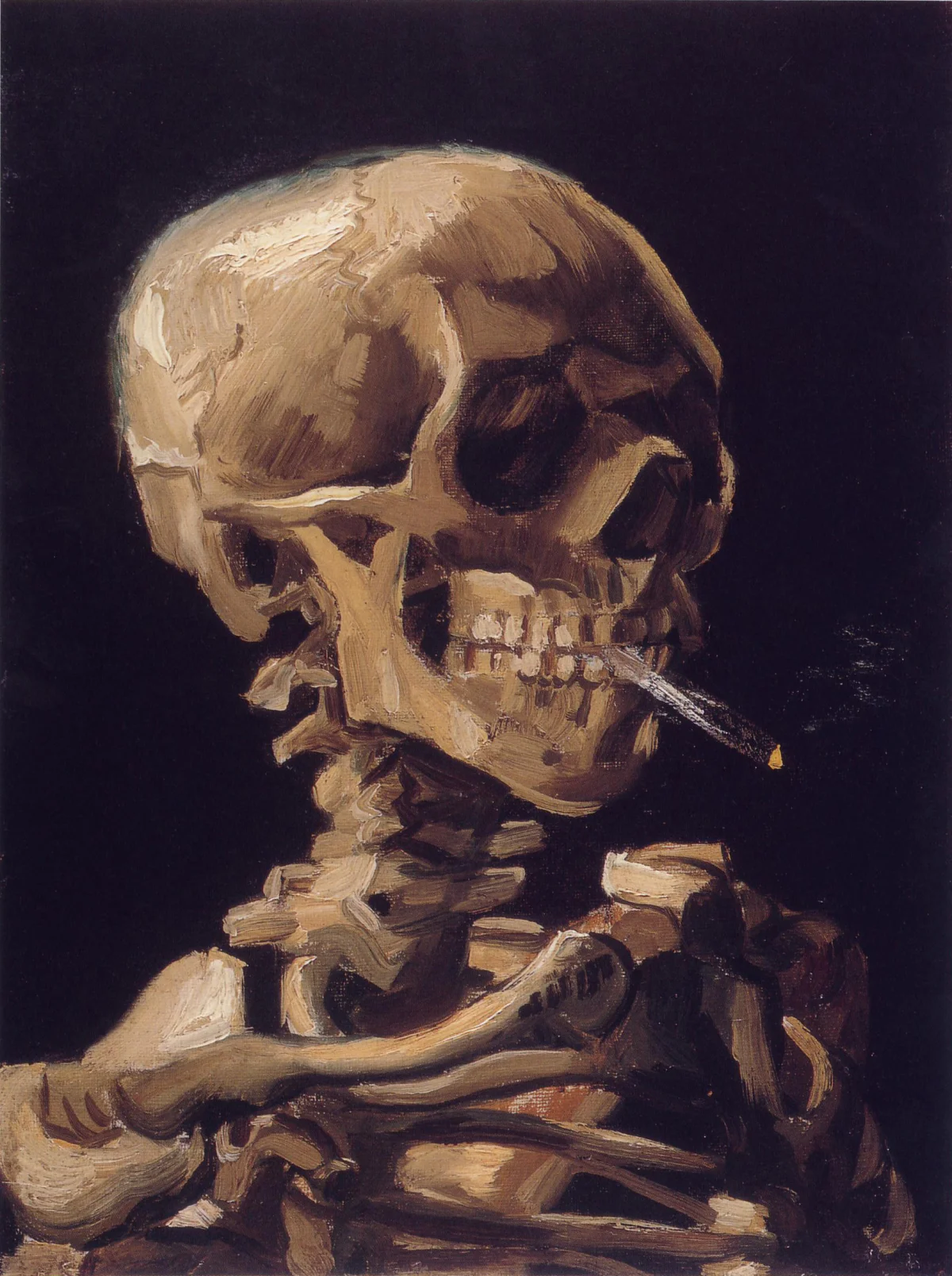 Buy Vincent Van Gogh Skull With Burning Cigarette Oil Painting - Hand Painted Reproduction