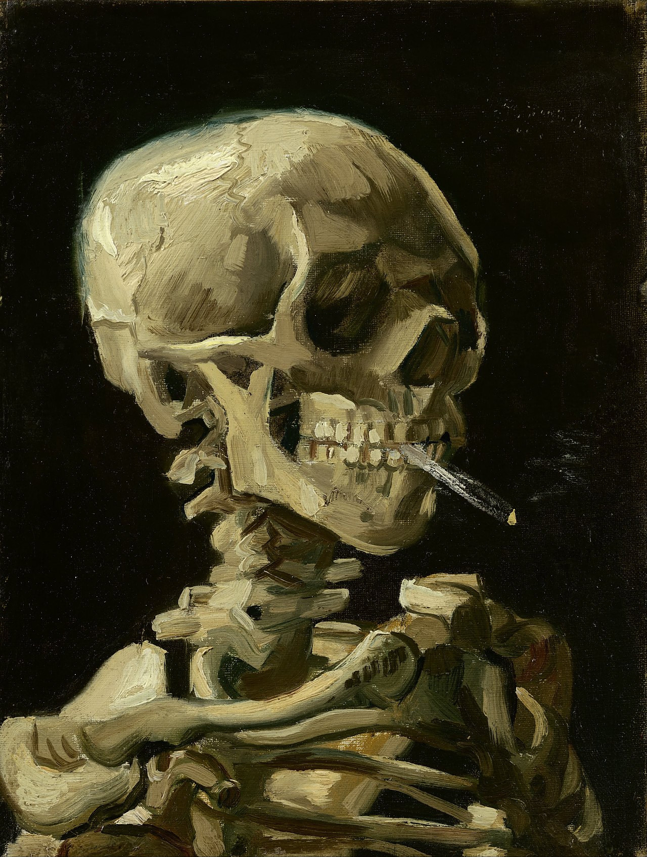 Buy Vincent Van Gogh Skull With Burning Cigarette Oil Painting - Hand Painted Reproduction