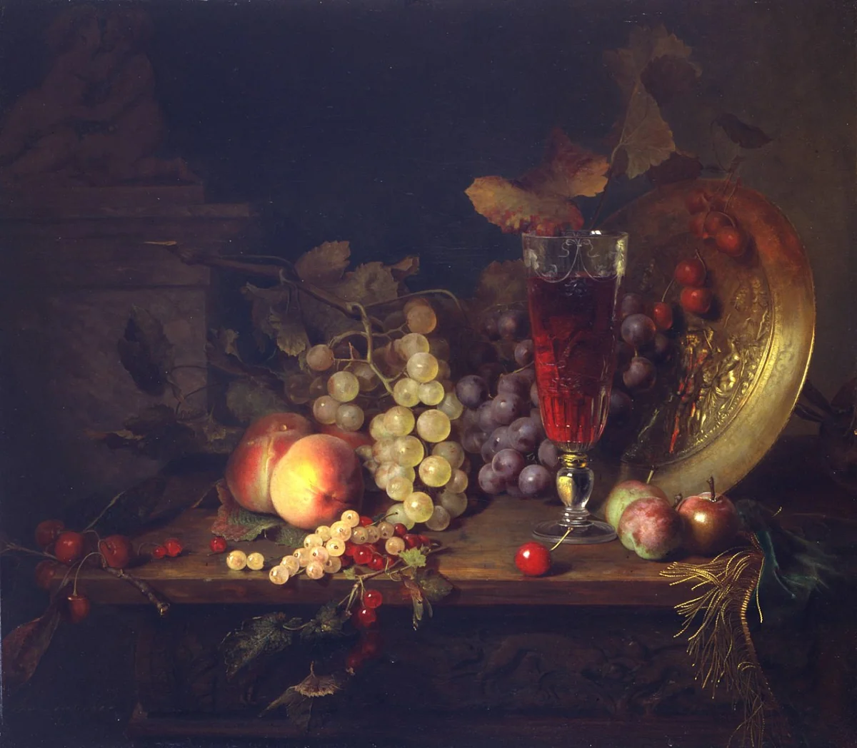 Buy Blaise Alexandre Desgoffe Still Life with Fruit, Glass of Wine, 1863 Oil Painting - Hand Painted Reproduction