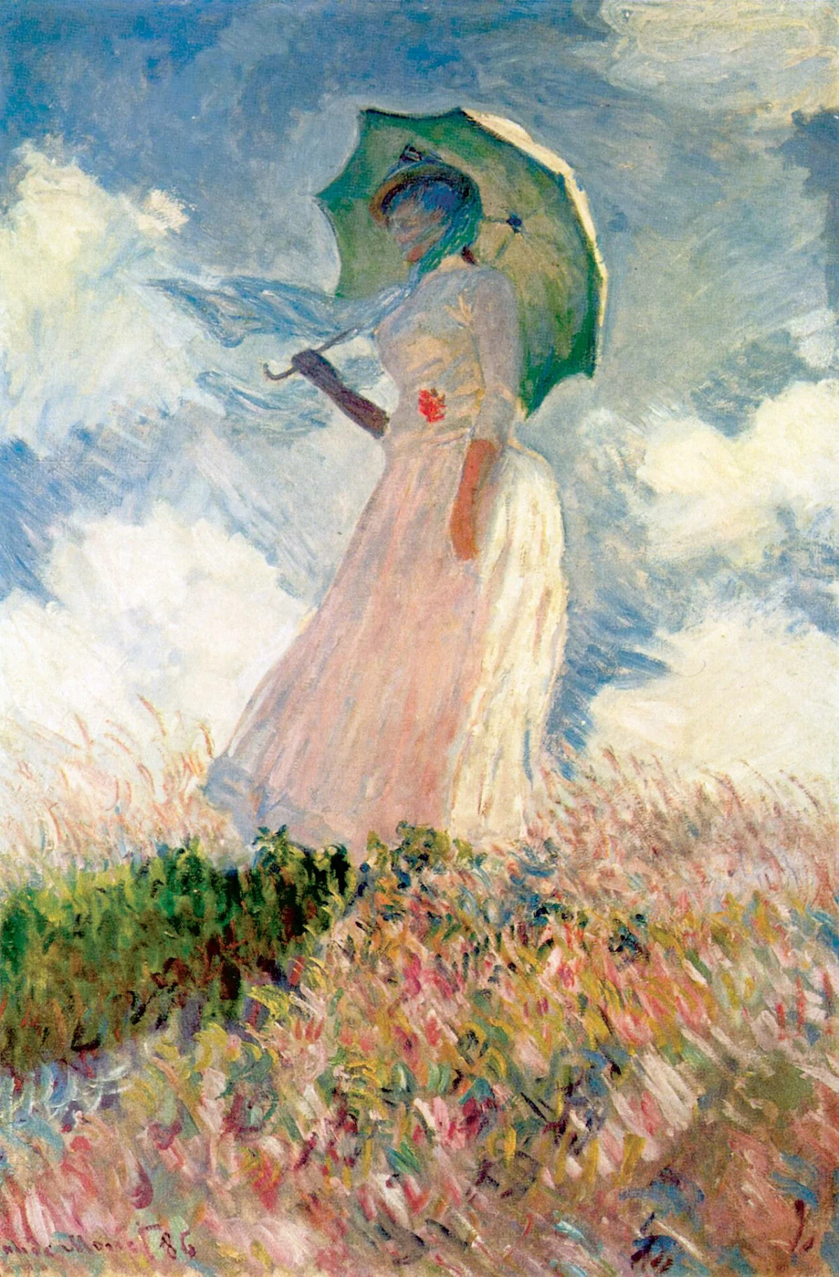 Buy Claude Monet Study Of A Figure Outdoors Woman With A Parasol, Facing Left Oil Painting - Hand Painted Reproduction