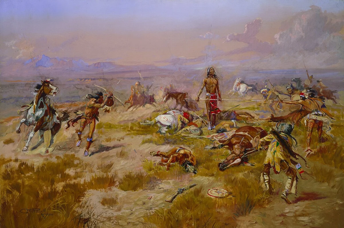 Buy Charles Marion Russell The Death Song of Lone Wolf Oil Painting - Hand Painted Reproduction