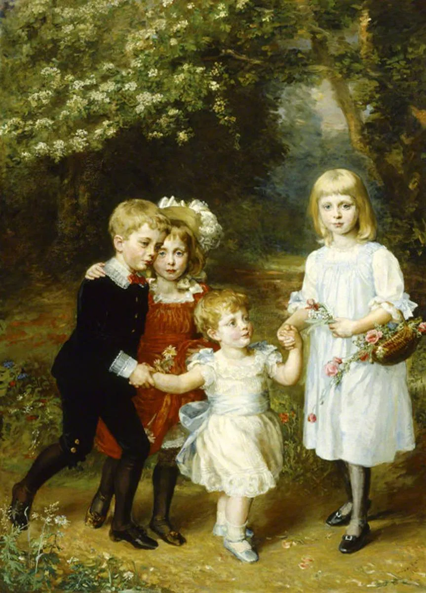 Buy Anna Lea Merritt The Four Elder Agar-Robartes Children Oil Painting - Hand Painted Reproduction