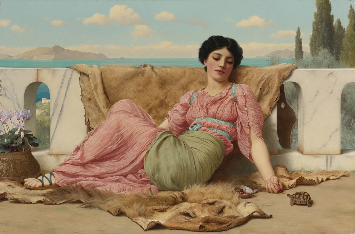 Buy John William Godward The Quiet Pet Oil Painting - Hand Painted Reproduction