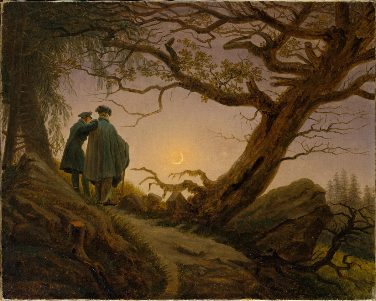 Buy Caspar David Friedrich Two men contemplating the Moon Oil Painting - Hand Painted Reproduction