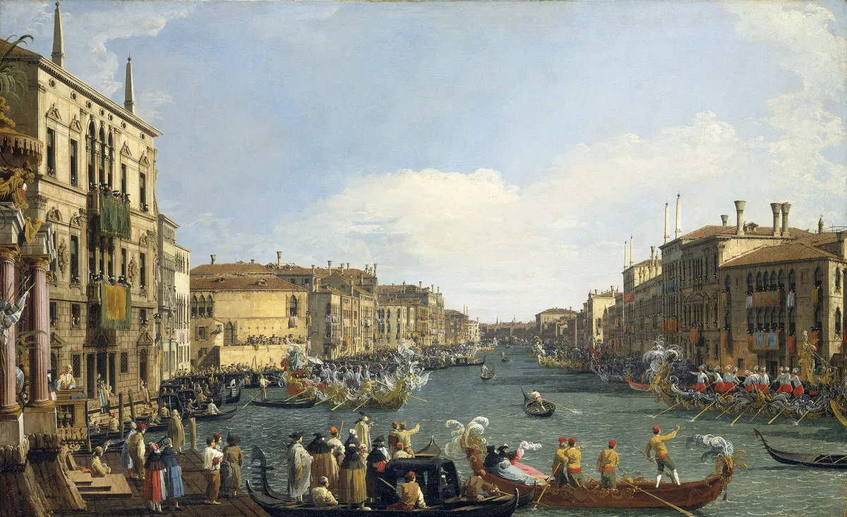 Buy Giovanni Antonio Canal (Canaletto) Venice: A Regatta on the Grand Canal Oil Painting - Hand Painted Reproduction