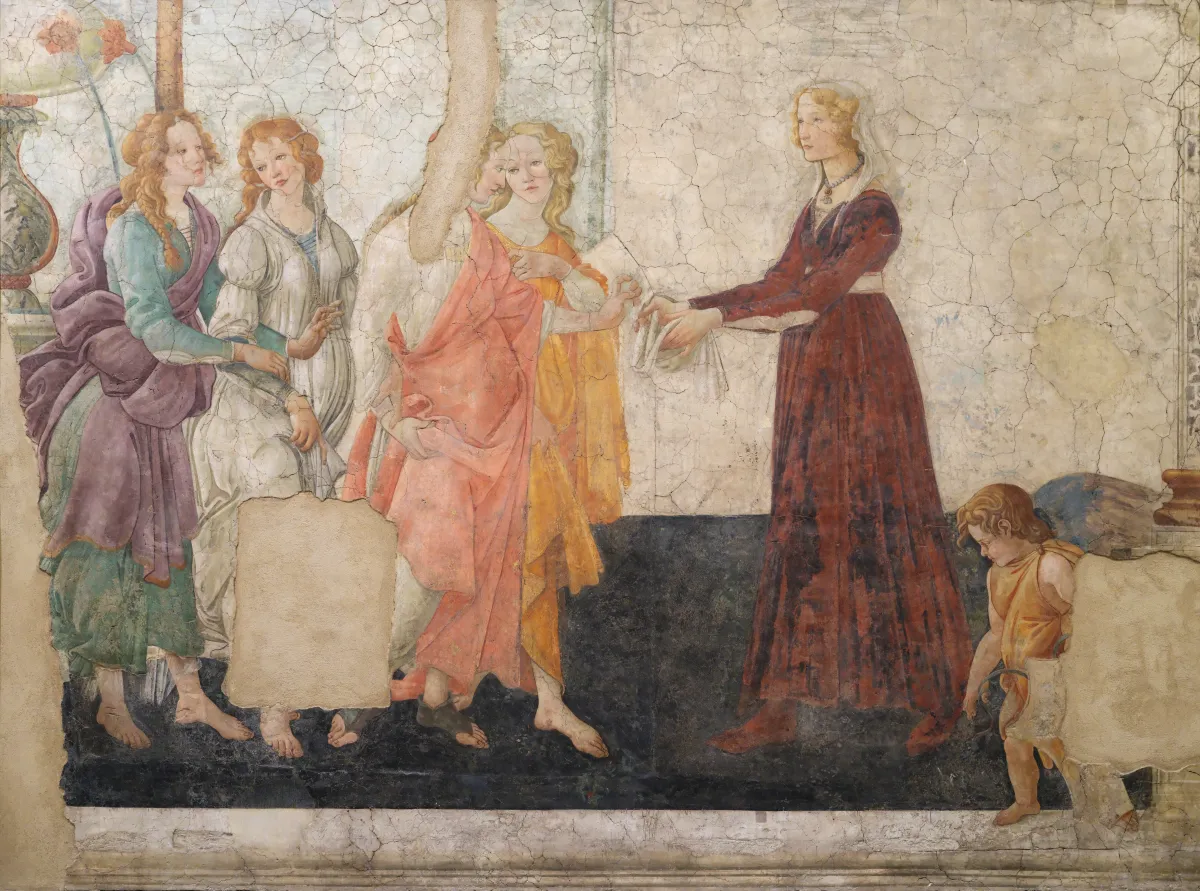 Buy Alessandro Filipepi (Sandro Botticelli) Venus and the Three Graces Presenting Gifts to Giovanna degli Albizzi Oil Painting - Hand Painted Reproduction