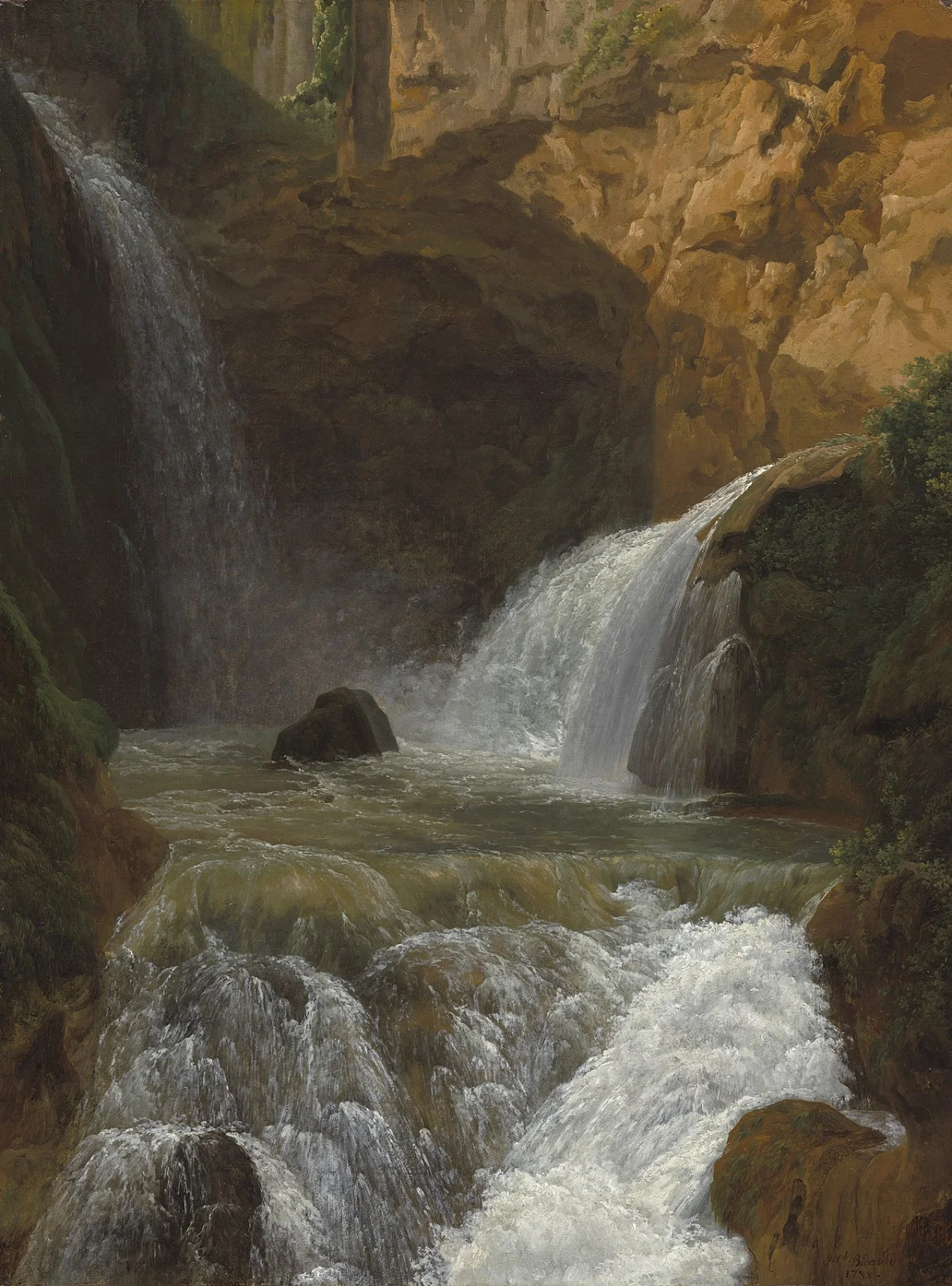 Buy Jean-Joseph-Xavier Bidauld View of the Waterfalls at Tivoli Oil Painting - Hand Painted Reproduction
