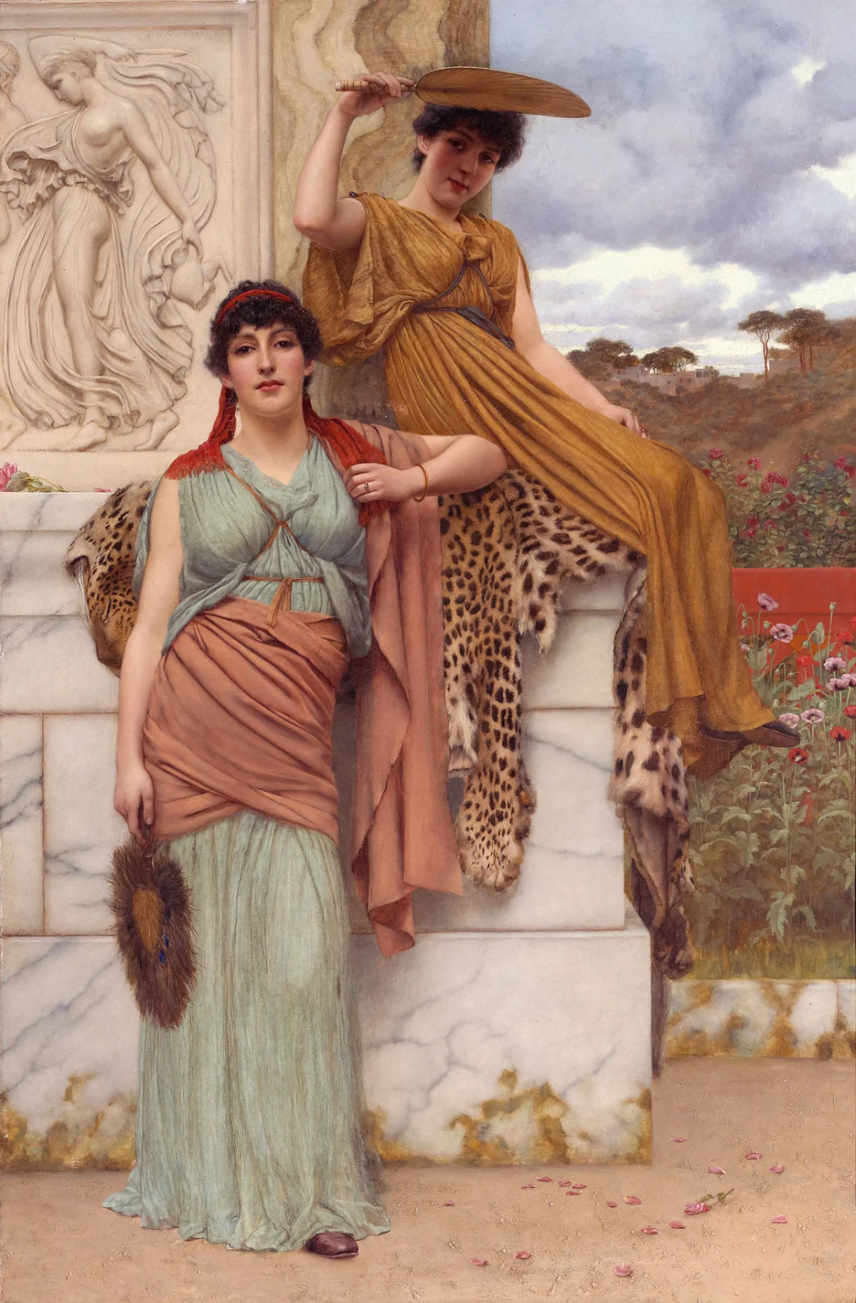 Buy John William Godward Waiting for the procession Oil Painting - Hand Painted Reproduction
