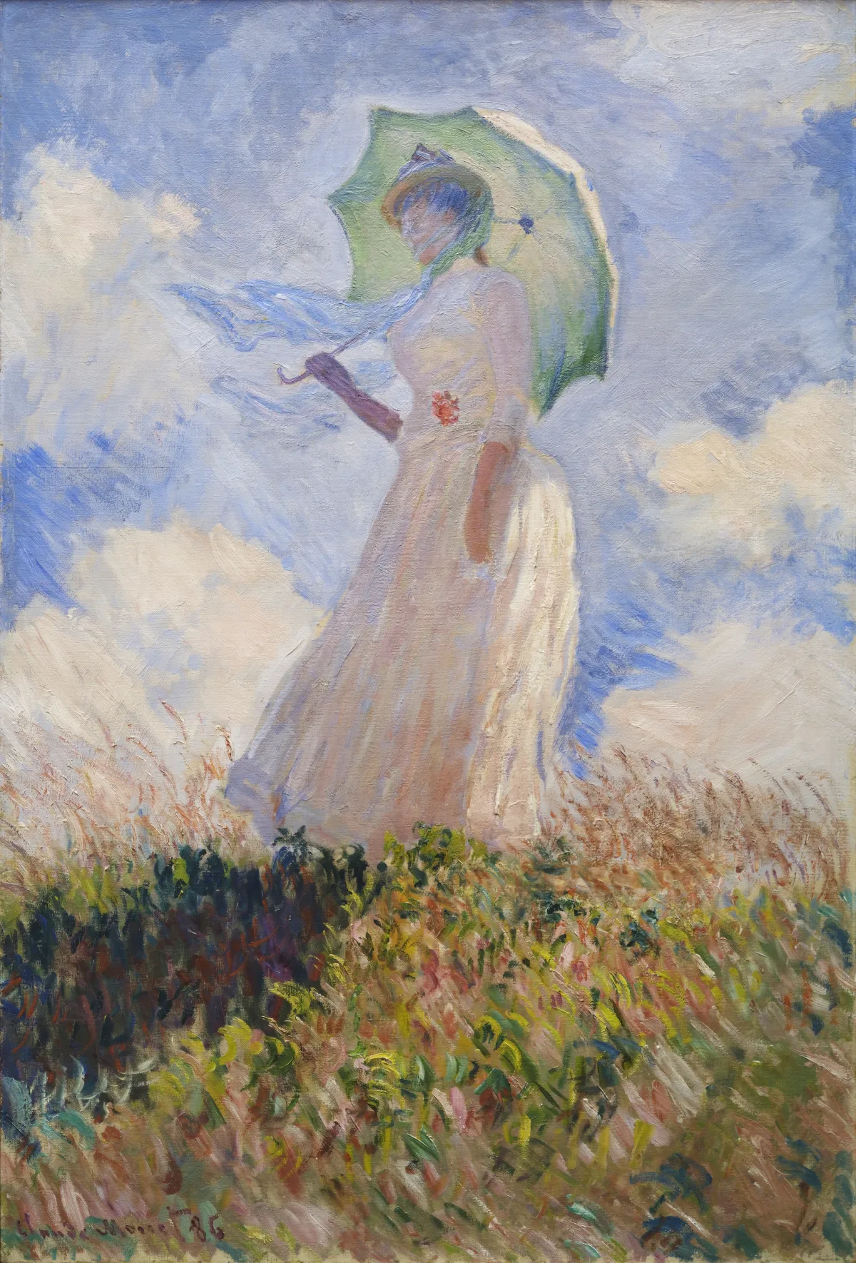 Buy Claude Monet Woman with a Parasol, facing left Oil Painting - Hand Painted Reproduction