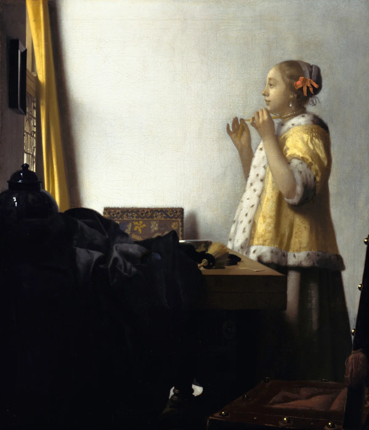 Buy Jan Vermeer Van Delft Woman with a Pearl Necklace Oil Painting - Hand Painted Reproduction