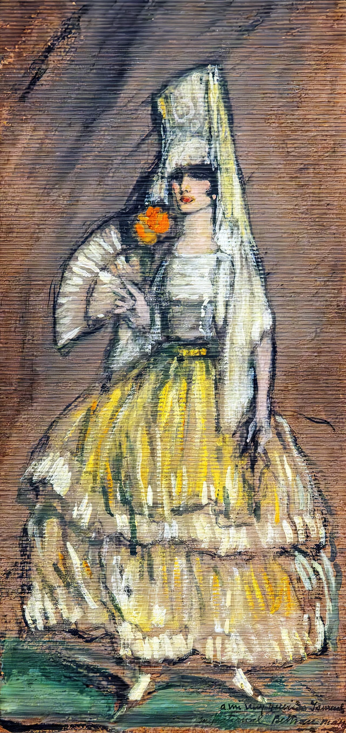 Buy Federico Beltran Masses 'Manola' with Mantilla and Fan Oil Painting - Hand Painted Reproduction