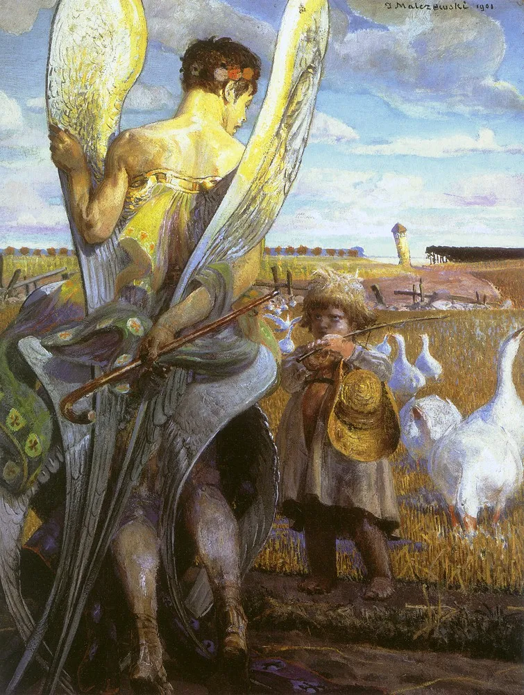 Buy Jacek Malczewski Angel, I will follow you Oil Painting - Hand Painted Reproduction