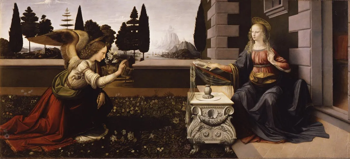 Buy Leonardo Da Vinci Annunciation Oil Painting - Hand Painted Reproduction