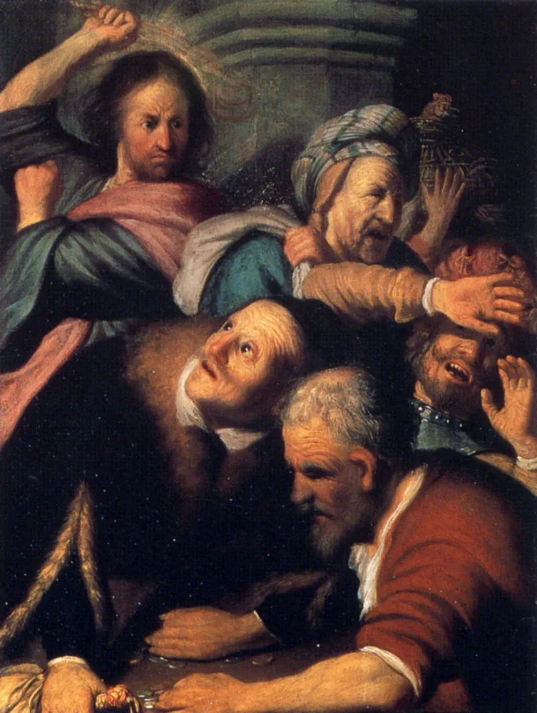Buy Rembrandt Van Rijn Christ Driving the Moneychangers from the Temple Oil Painting - Hand Painted Reproduction