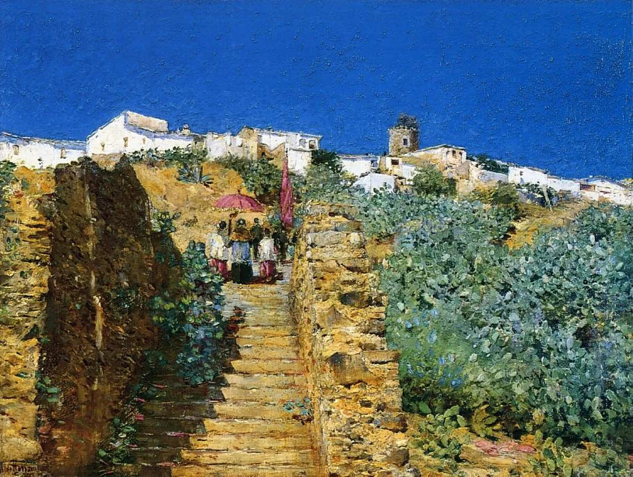 Buy Frederick Childe Hassam Church Procession, Spanish Steps Oil Painting - Hand Painted Reproduction