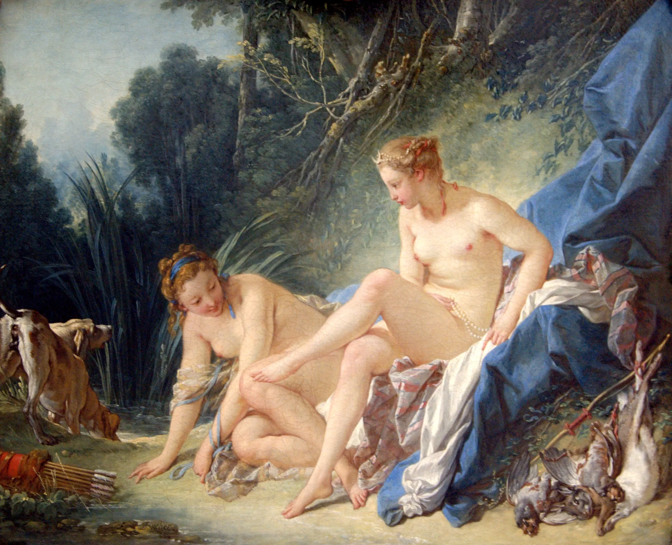 Buy Francois Boucher Diana getting out of her bath Oil Painting - Hand Painted Reproduction