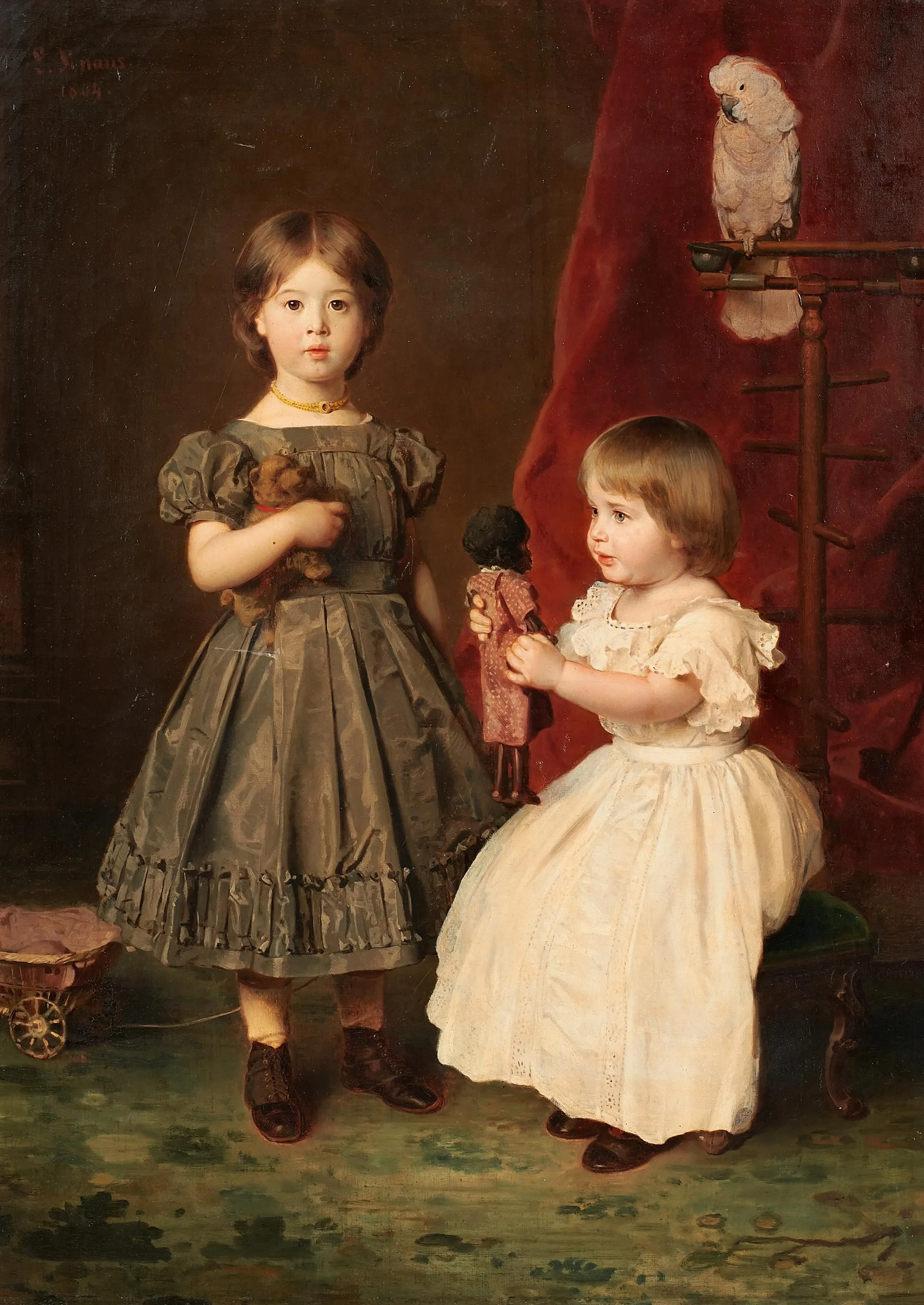 Buy Ludwig Knaus Double portrait of the artist's daughters, Marie and Hedwig Knaus Oil Painting - Hand Painted Reproduction