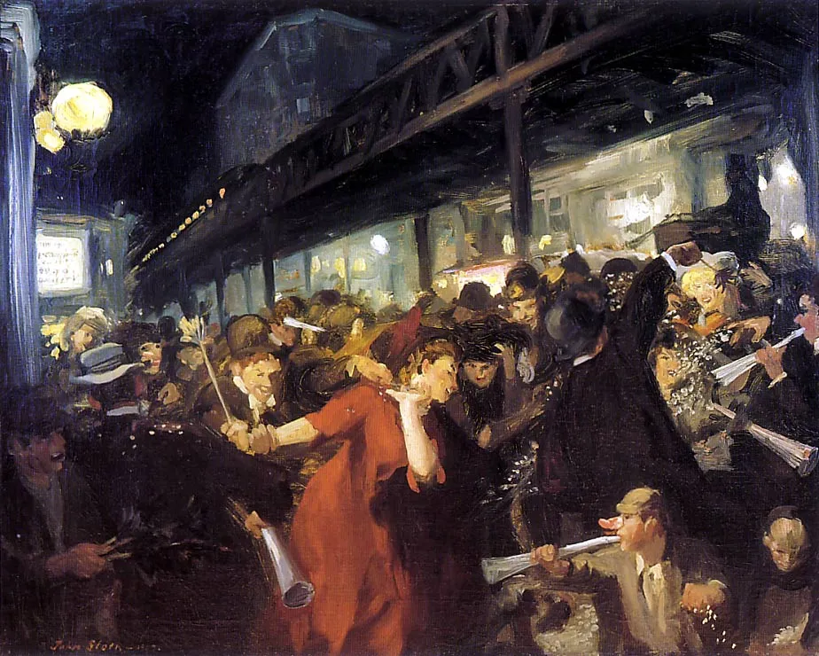 Buy John Sloan Election Night Oil Painting - Hand Painted Reproduction
