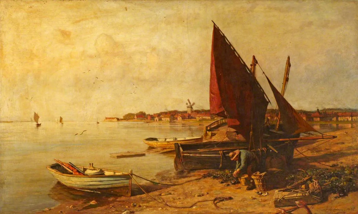 Buy Frederick George Cotman Fisherman at His Nets Oil Painting - Hand Painted Reproduction