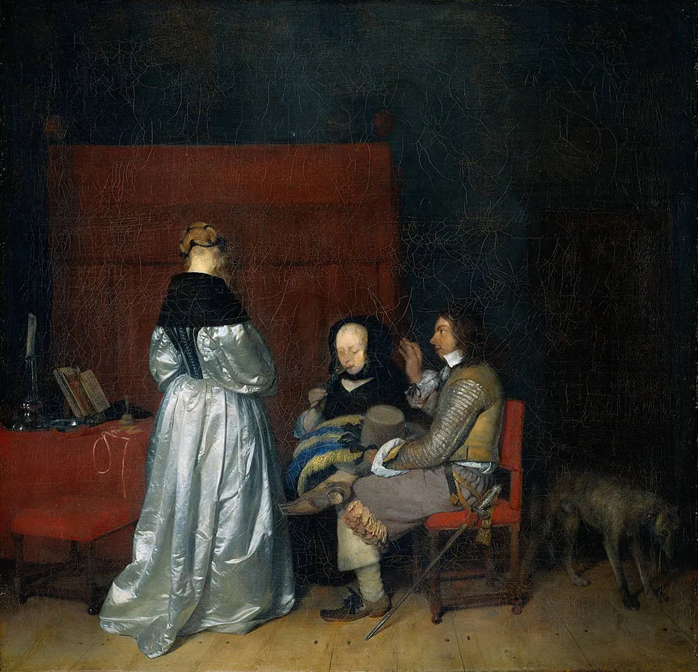 Buy Gerard Terborch Gallant Conversation Oil Painting - Hand Painted Reproduction