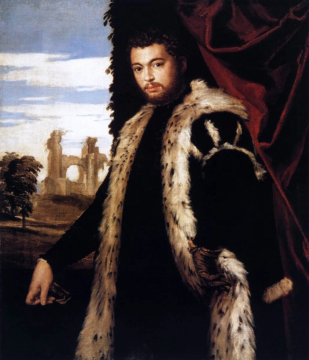 Buy Paolo Veronese Portrait of a Young Man Wearing Lynx Fur Oil Painting - Hand Painted Reproduction