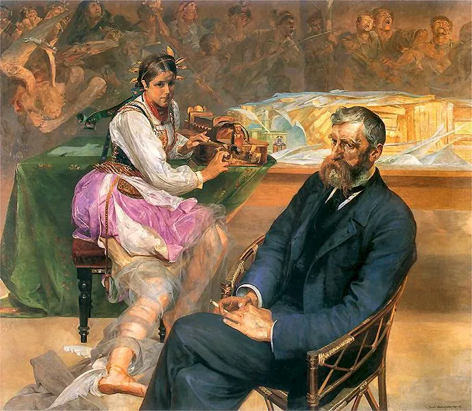 Buy Jacek Malczewski Portrait of Adam Asnyk with a Muse Oil Painting - Hand Painted Reproduction