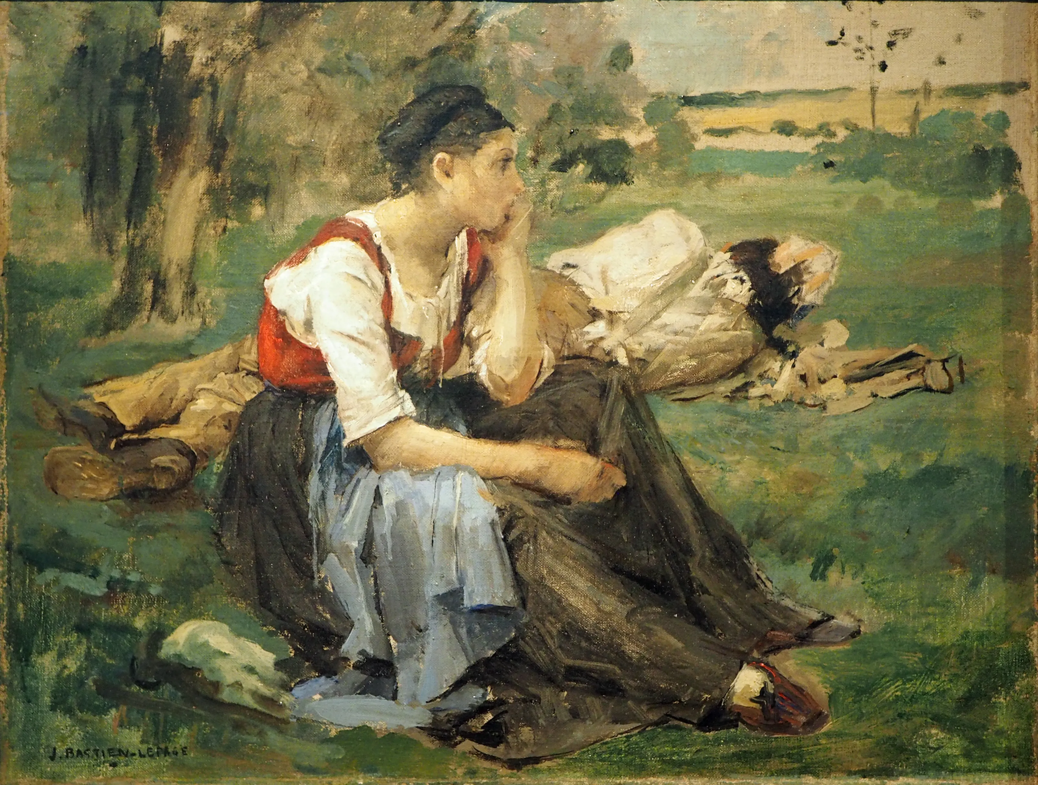 Buy Jules Bastien Lepage Resting country people Oil Painting - Hand Painted Reproduction